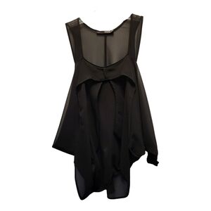 SEDUCE Black Asymmetrical Semi-Sheer Top - Size 4
